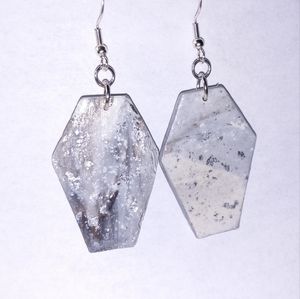White marble coffin earrings